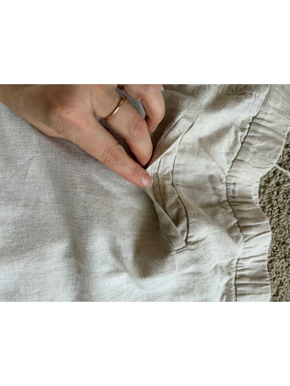 Women's H&M cream linen blend Pants Size M Medium regular fit elastic waist